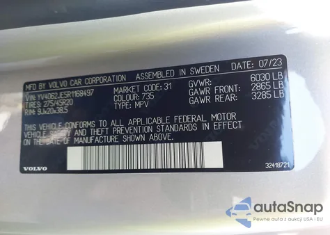 2024 Volvo Xc90 B6 Plus Bright Theme 6-Seater из США, поврежденный, VIN YV4062JE5R1168497